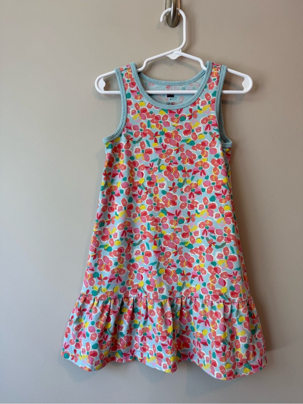 Tea Collection Floral Tank Dress Size 4 | Mint Blue Pink | Drop Waist VGUC